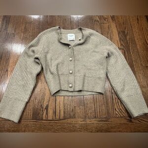 Abercrombie & Fitch Beige Ribbed Button Cardigan